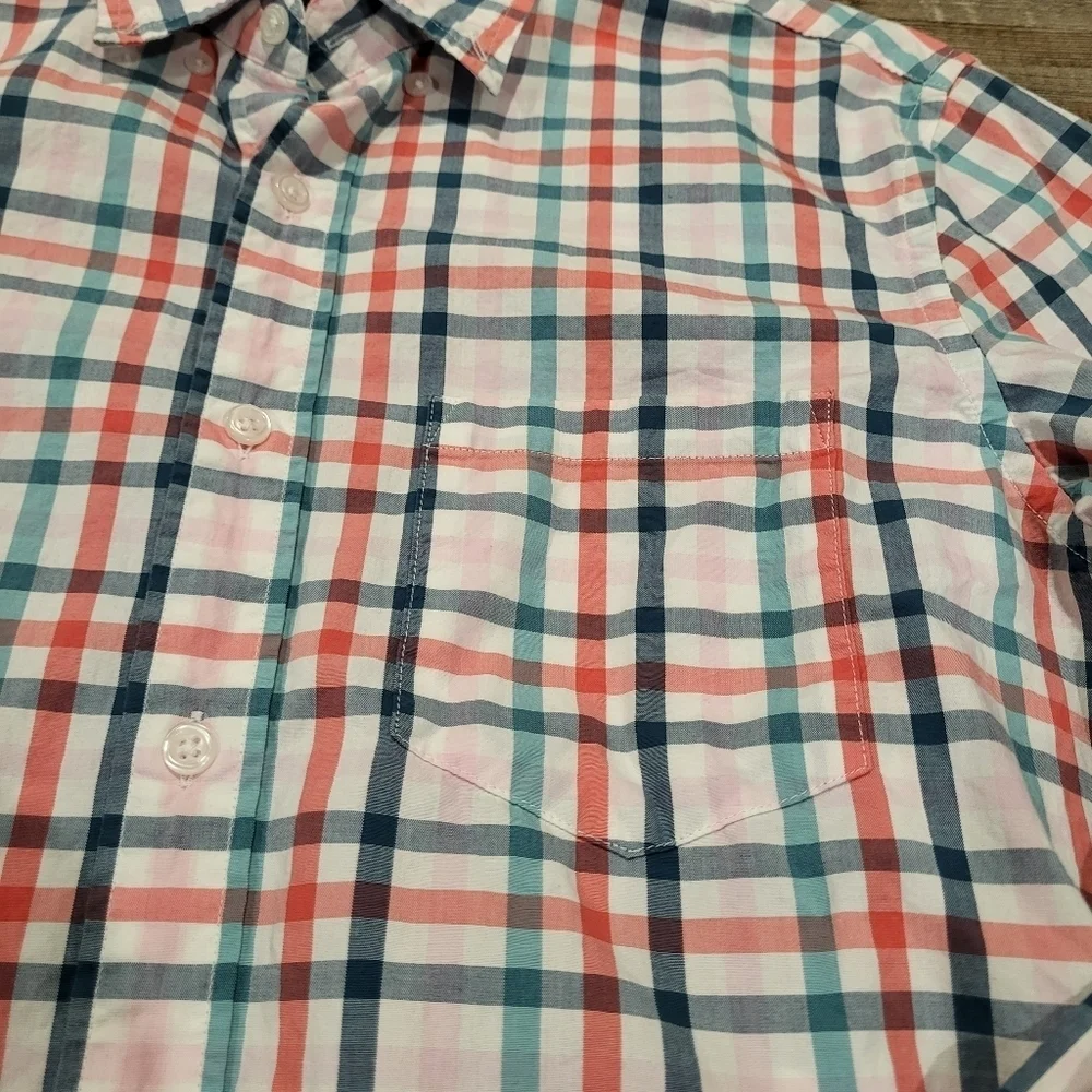 J.Crew Button Down Shirt Flex Washed Slim Fit Pink Plaid Casual Mens Size Small